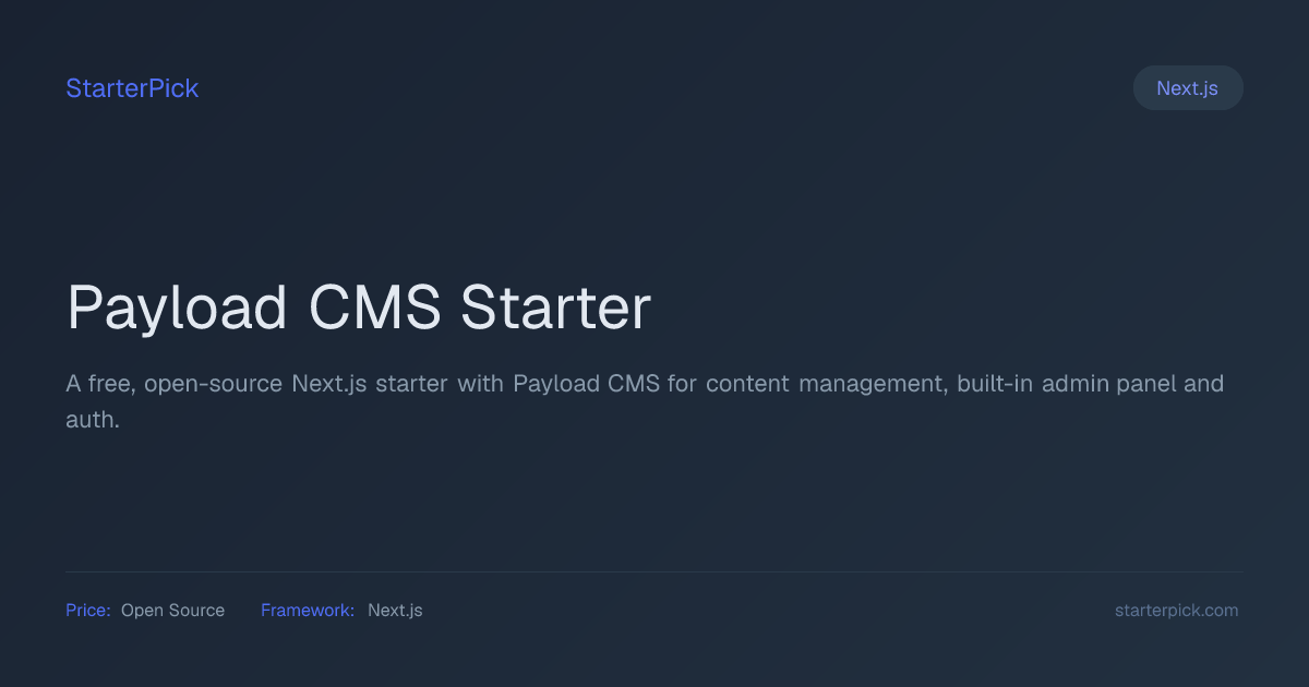 Payload CMS Starter - Boilerplate Review & Features | StarterPick